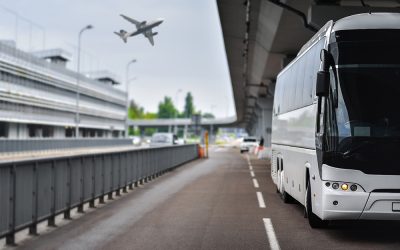 shuttle bus brought people to the airport for the flight